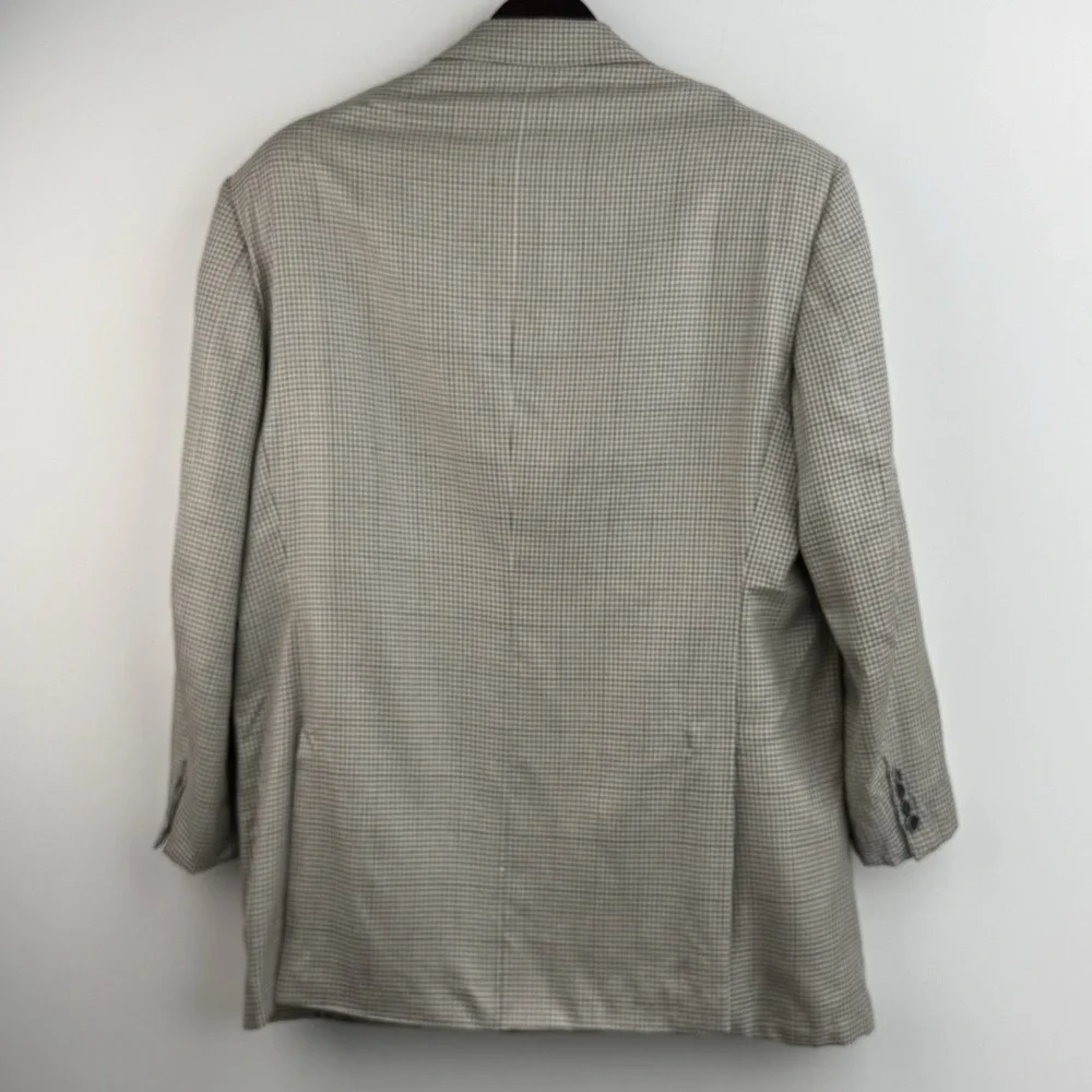 Brioni Roma Augusto Sport Coat Mens 44L Gray Houndstooth Wool Blazer Italy *FLAW